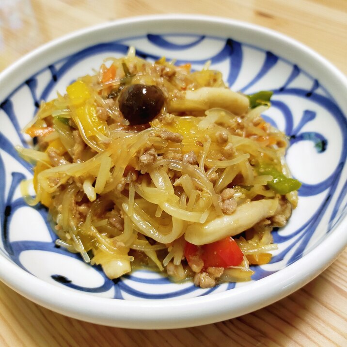 春雨とひき肉のピリ辛炒め☆業スー春雨サラダアレンジ